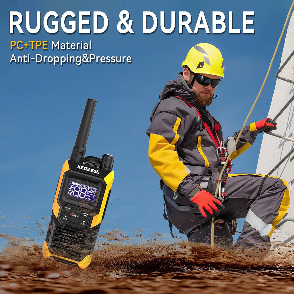 KETELESE T4 Heavy Duty Walkie Talkies FRS, 2 Way Radio Long Range