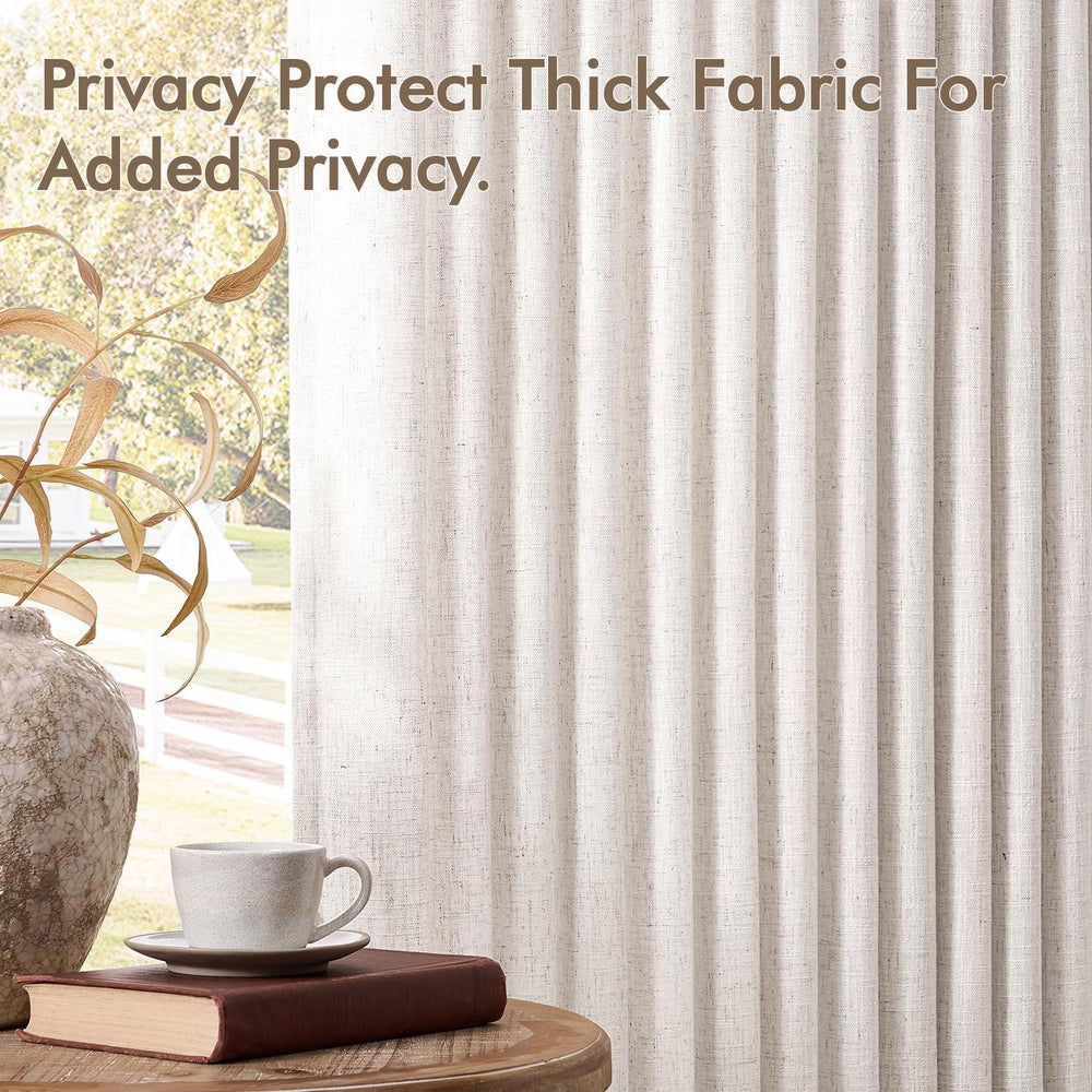 MIULEE Pinch Pleated Linen Curtains 90 Inches Long 2 Panels Natural