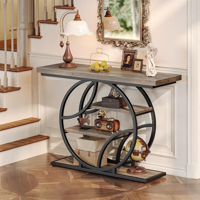 Huuger 41.3 Inch Entryway Table, Console Table with Shelves, Sofa Table
