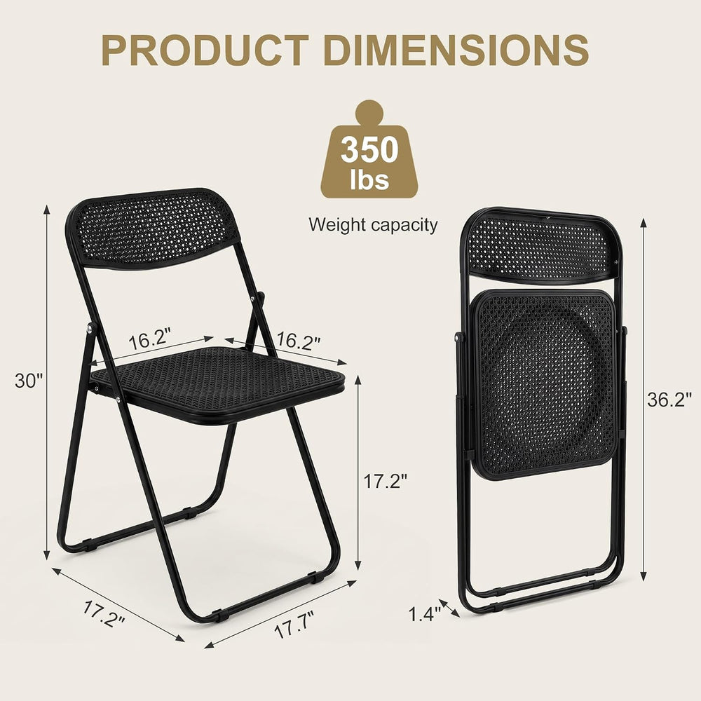 VECELO Plastic Folding Chairs 2 Pack, Metal Frame for Indoor/Outdoor, Black |...