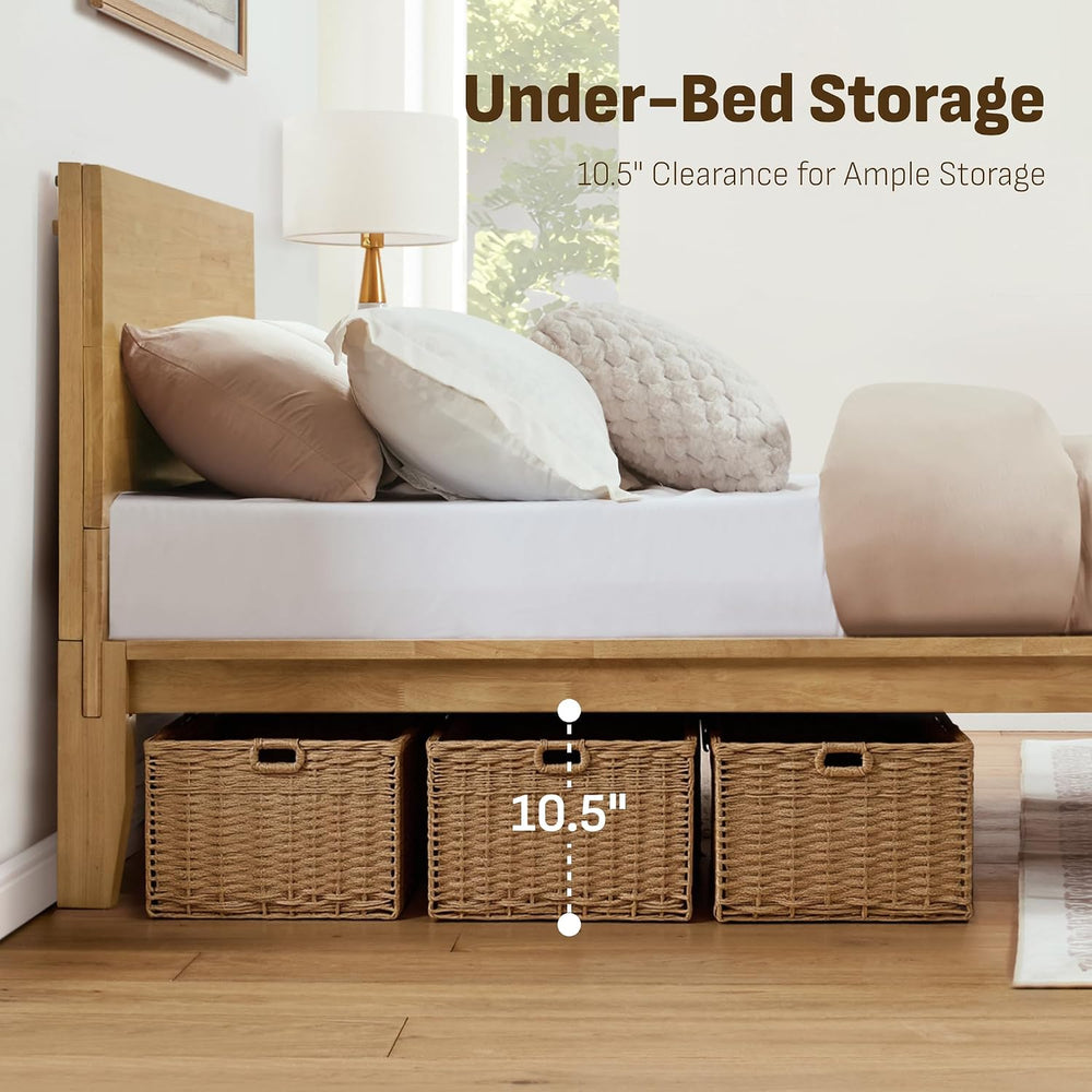 Softa Mikor Queen Japanese Joinery Bed Frame, Solid Wood, No-Tool Setup