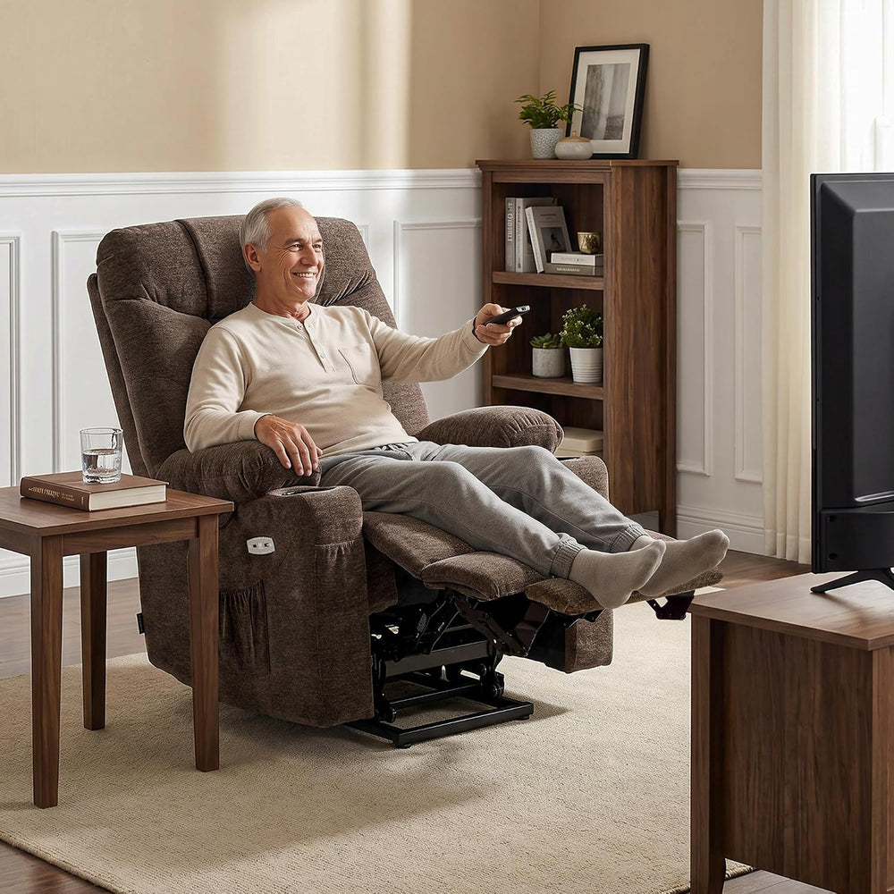 MCombo Power Lift Recliner Chair for Elderly, Fabric 7283 (Brown, Large) | Ex...
