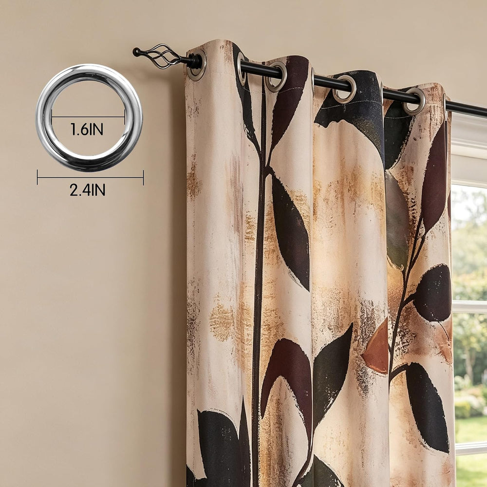 SUBRTEX Brown Leaf Floral 84 Inch Curtains for Living Room, 2 Panels