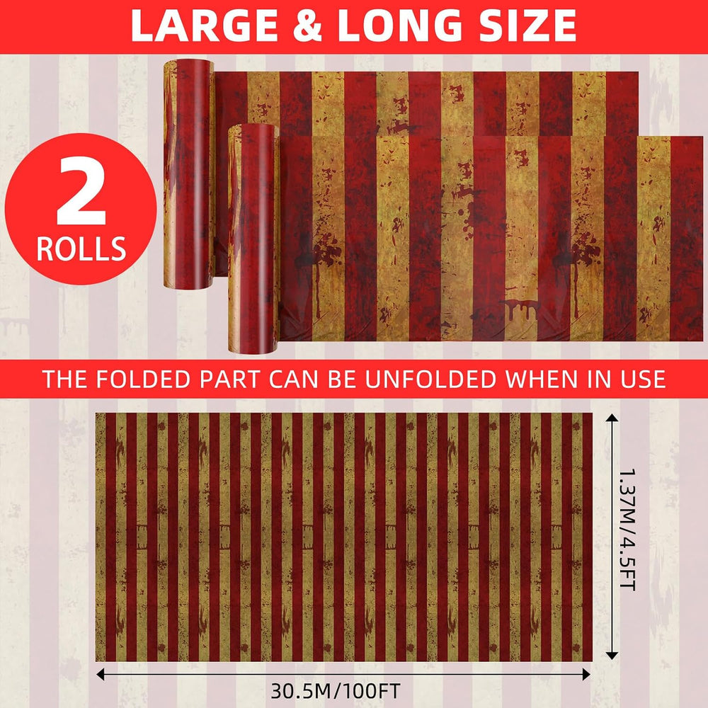 HunnmingRe 200 ft Creepy Carnival Tablecloth Roll, Halloween Tablecloth