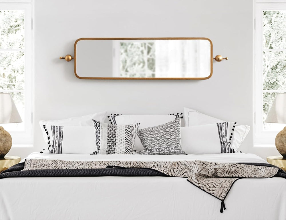 Kate and Laurel Kasota Traditional Slim Panel Wall Mirror, 9 x 36, Antique Go...