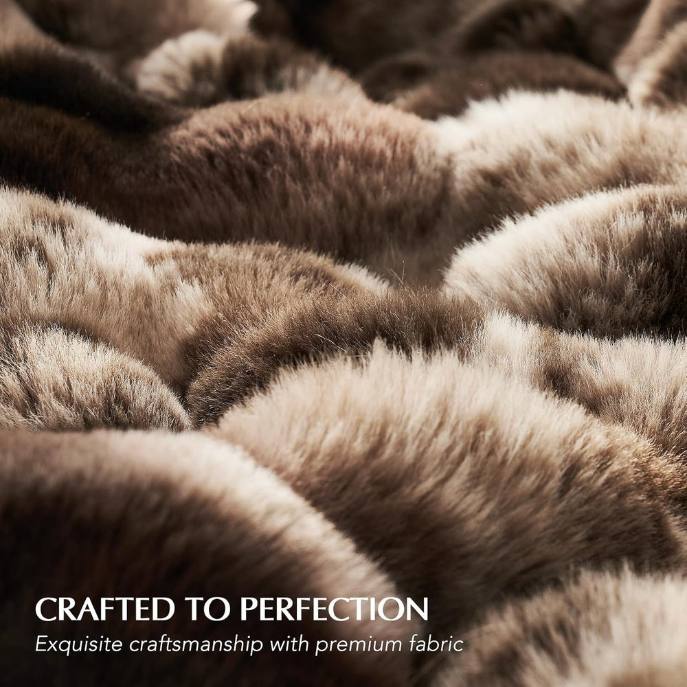 Faux Rabbit Fur Bubble Throw Blanket, 60"x80", Mocha Brown