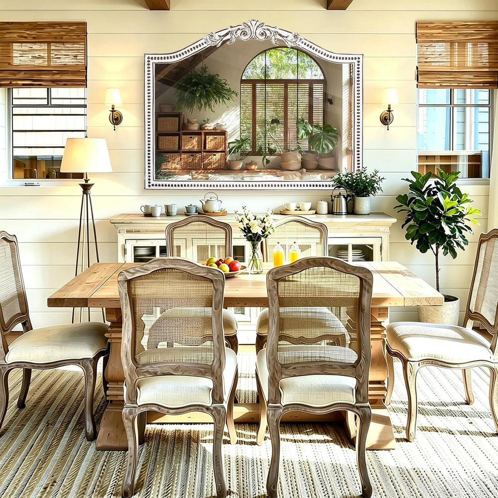 Ornate Baroque Arch Wall Mirror: 32x42 Inch Large Decorative Wood Mirrors