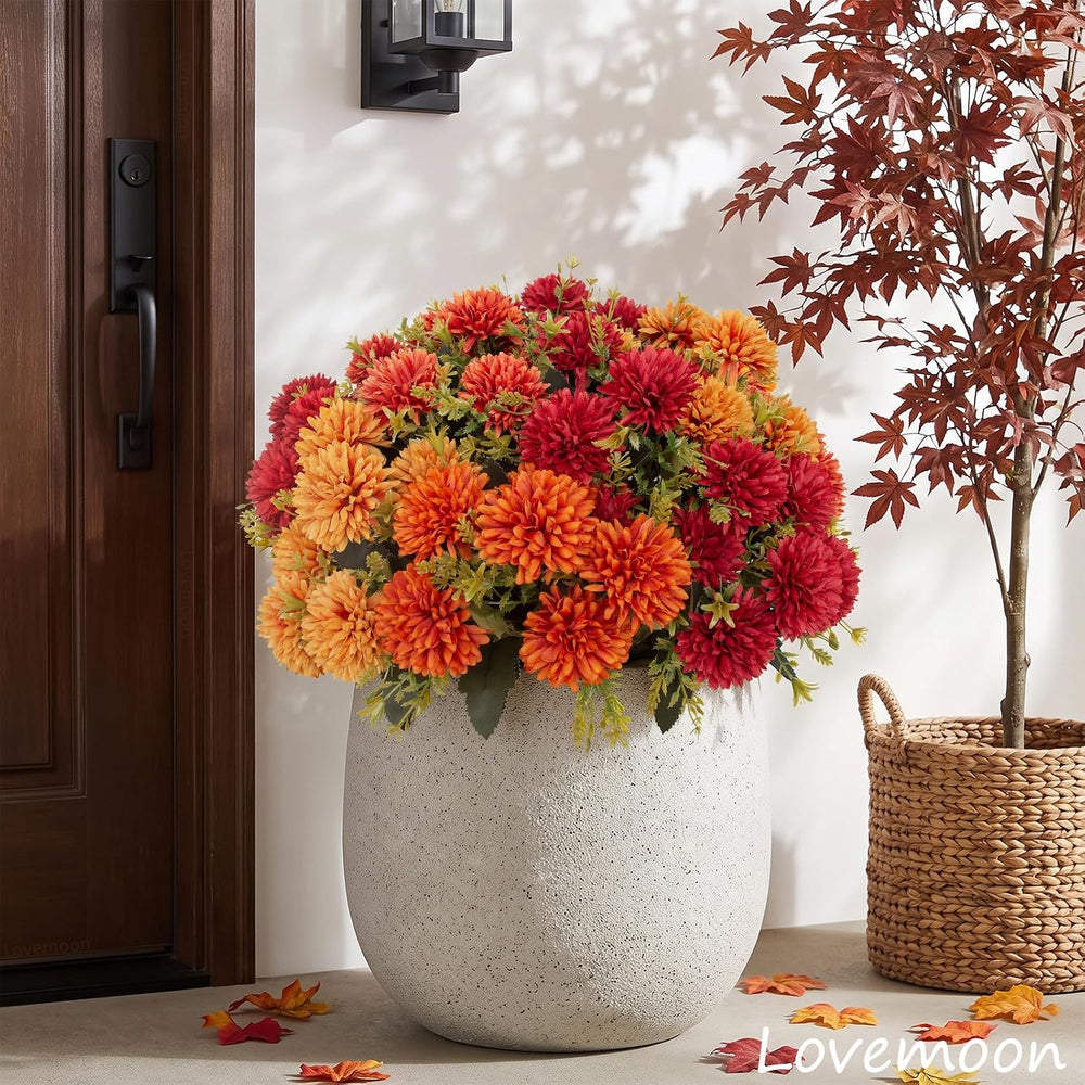 lovemoon Artificial Chrysanthemums Flowers for Outdoors, Fall