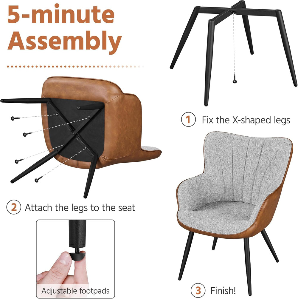 Yaheetech Accent Chair, Upholstered Armchair, Gray/Retro Brown