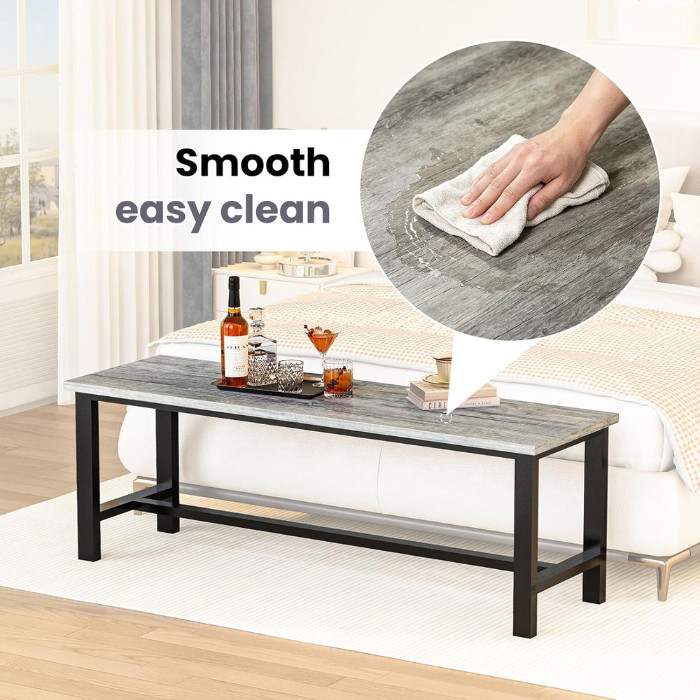 AWQM Dining Bench, Pair of 2, Table Bench, Thickened Steel Frame, Wood Bench,...