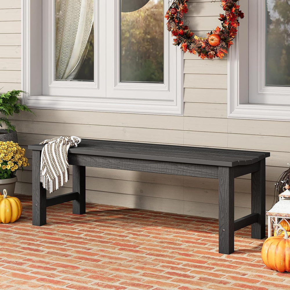 Outdoor Bench, 2-Person Patio Backless Bench Holds up to 800lbs, Weatherproof...