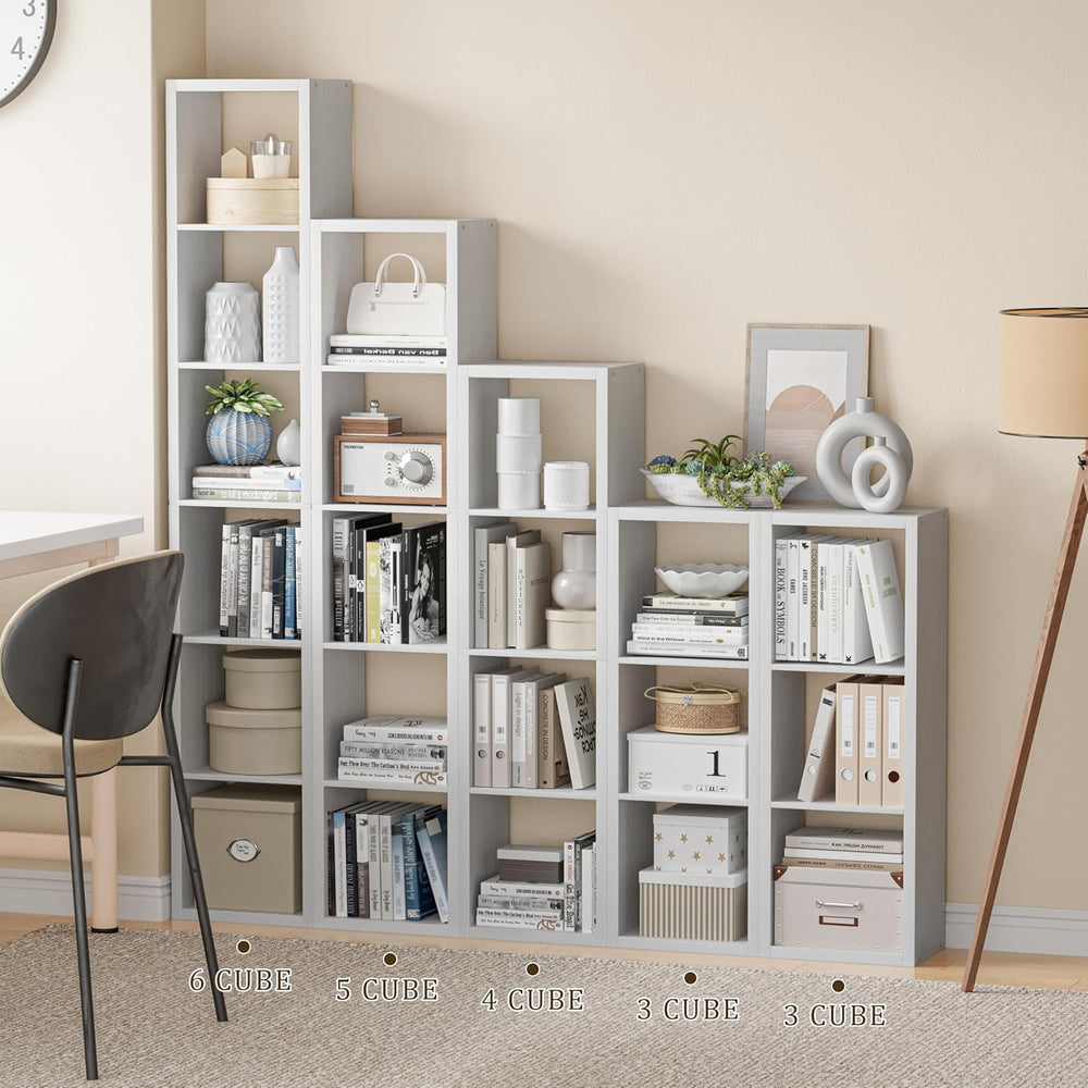 Tall Cube Storage Organizer Bookcase, 5 Tier 11 inch Open Back Cubical Shelf ...