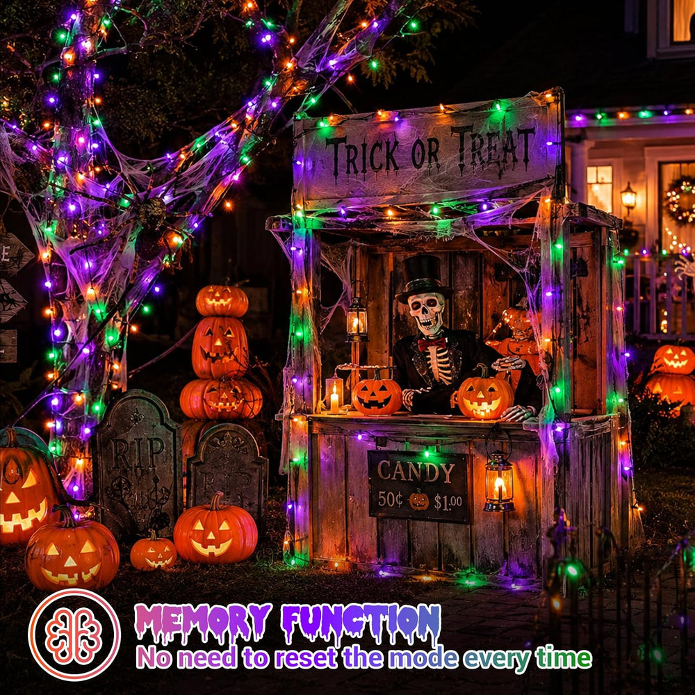 YEGUO Orange Purple Green Halloween Lights Outdoor Waterproof - 165ft 500 LED...