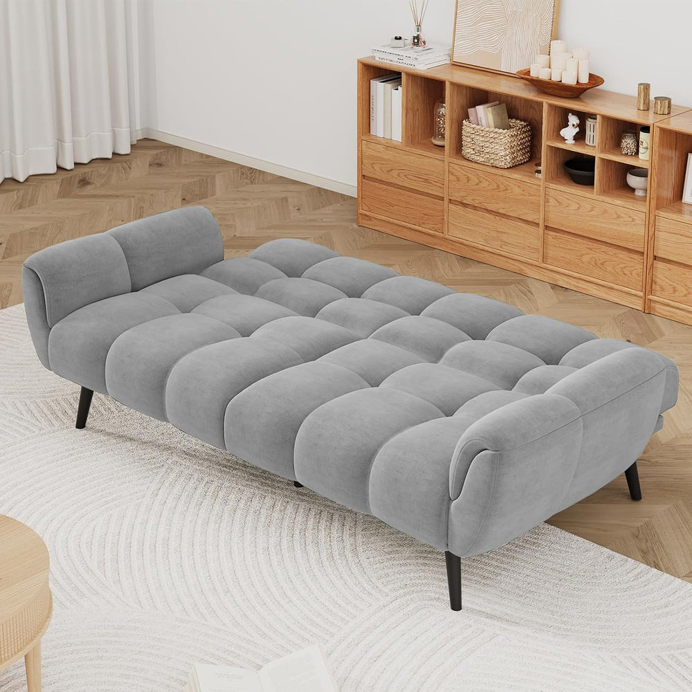 HIPIHOM Convertible Futon Sofa Bed, 76.77" Modern Linen Futon Couch, Com...