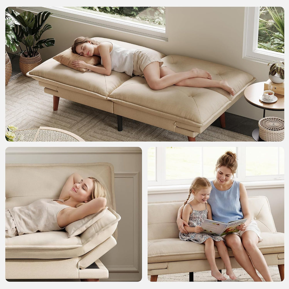 LINSY HOME Futon Sofa Bed, 70" Chenille Futon Couch with Adjustable Back...