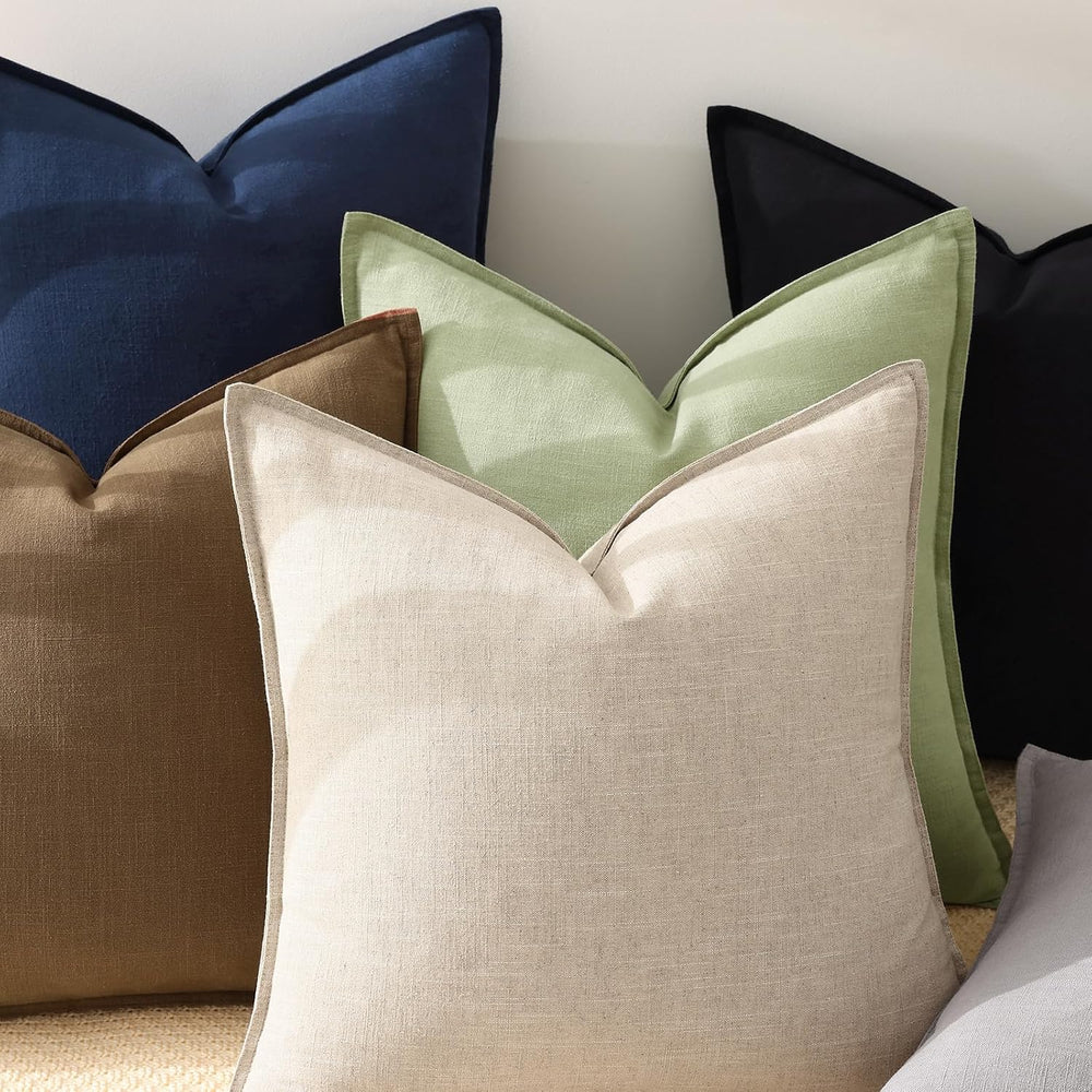 decorUhome Fall Navy Blue Linen Throw Pillow Covers 26x26 Set of 2