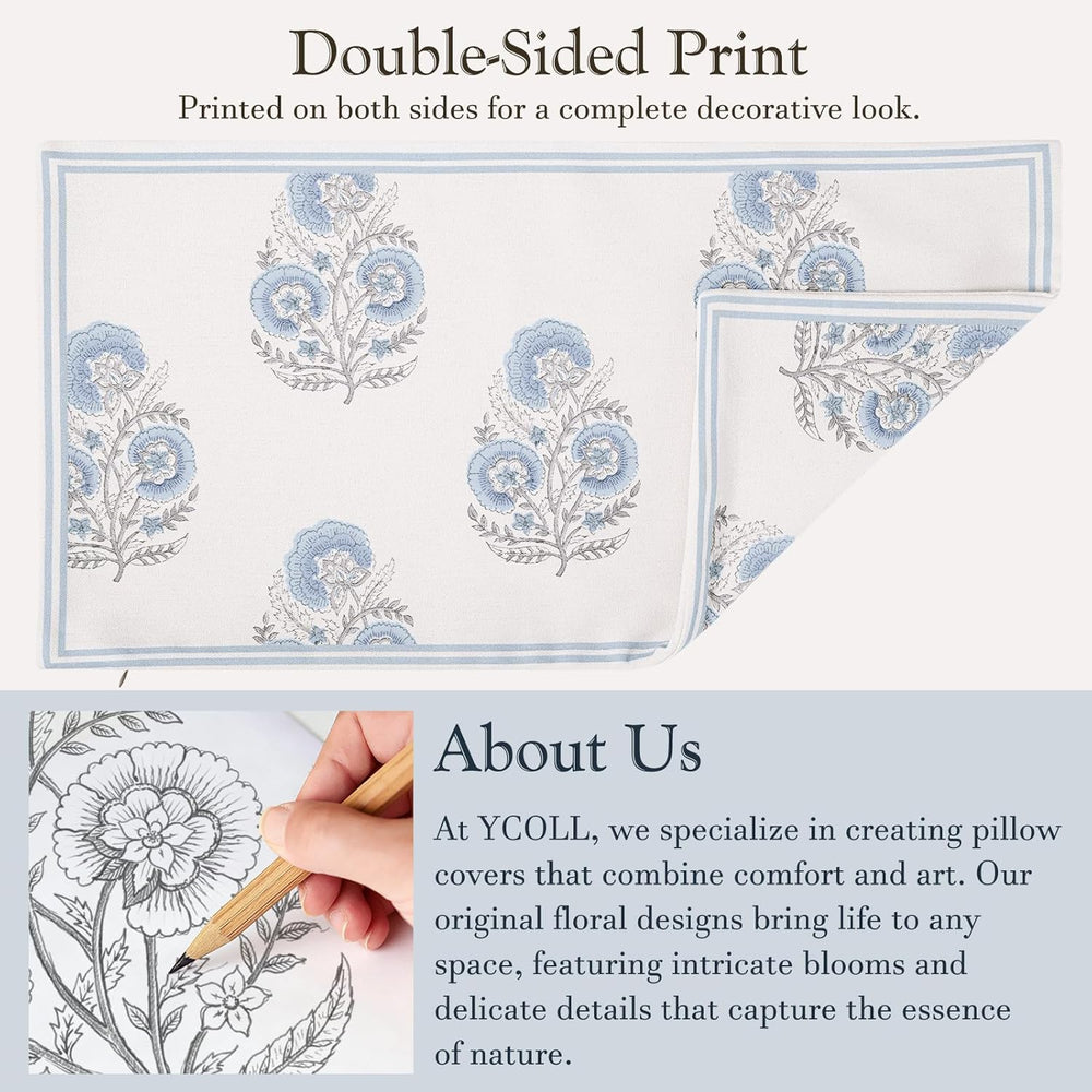 Vintage Floral 14x36 Lumbar Pillow Cover for Bed Pack of 1, Double-Sided Bota...