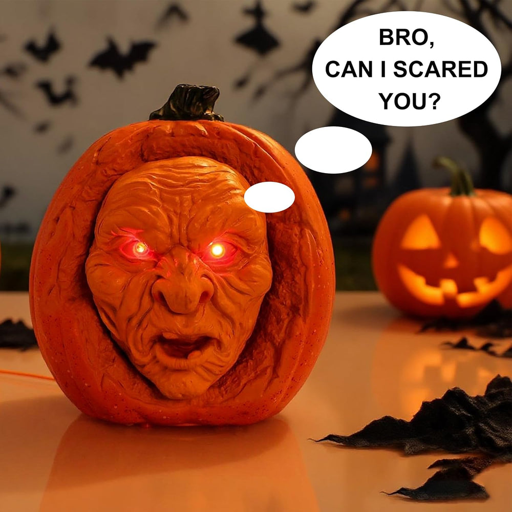Scary Animated Pumpkin Decor for Halloween Haunted Houseโ (Orange)