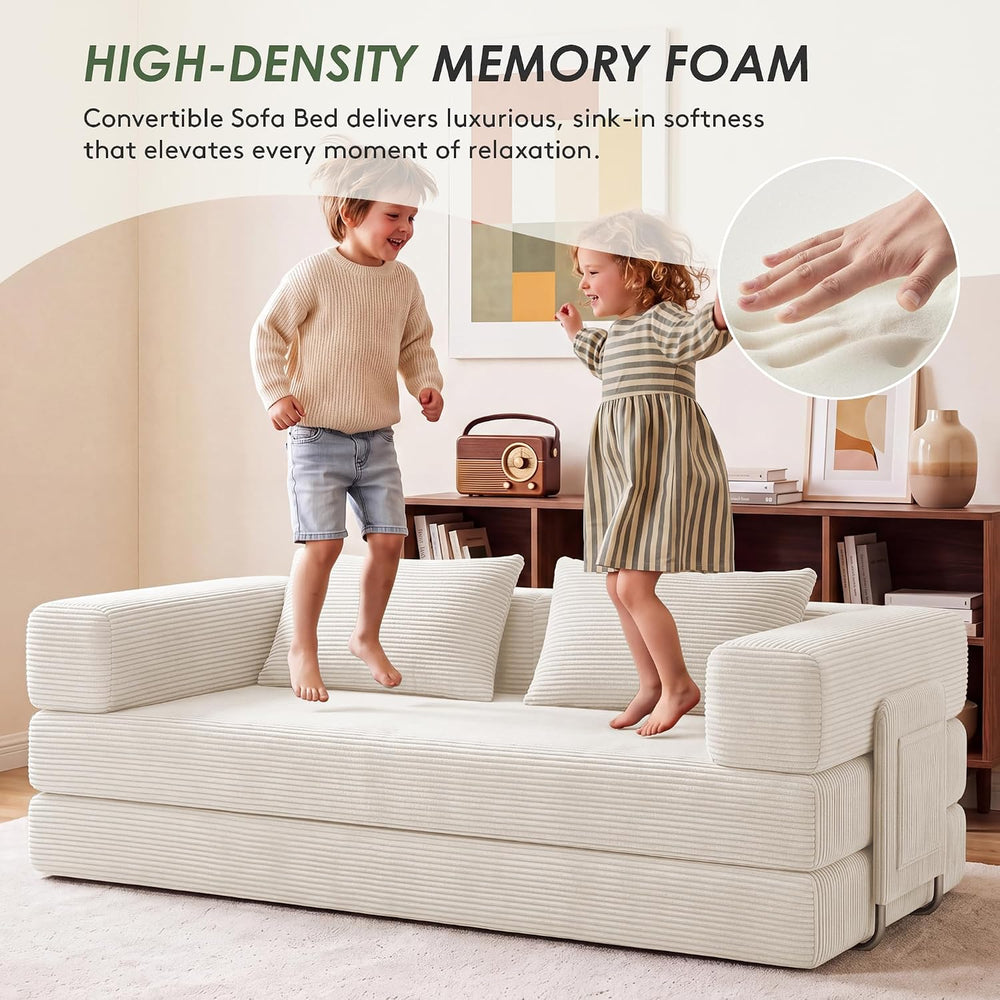 78" 5-in-1 Convertible Futon Sofa Bed, Boneless Couch for Living Room