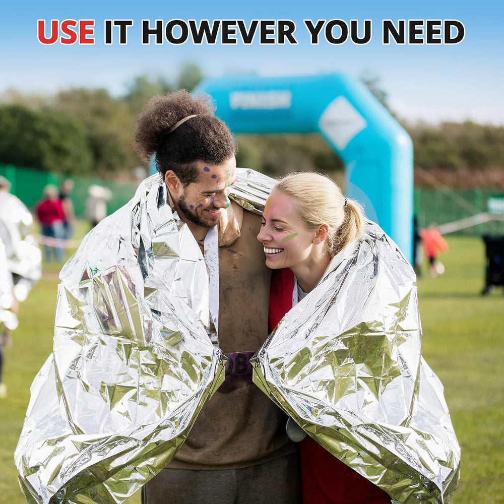 SecuCaptain Survival Emergency Thermal Blankets: 100 Pack Extra Large 84โ x63...