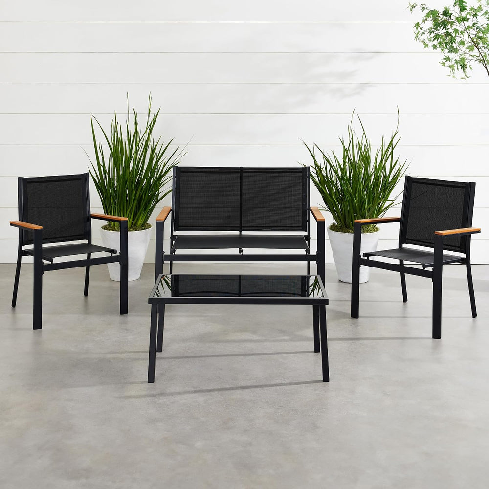 Best Choice Products 4-Piece Outdoor Textilene Patio Conversation Set, Backya...