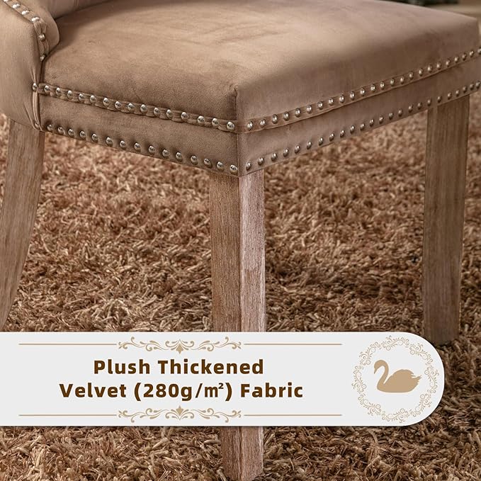 Velvet Upholstered Dining Chairs Set of 4, Modern Style Kitchen Side Chairs w...