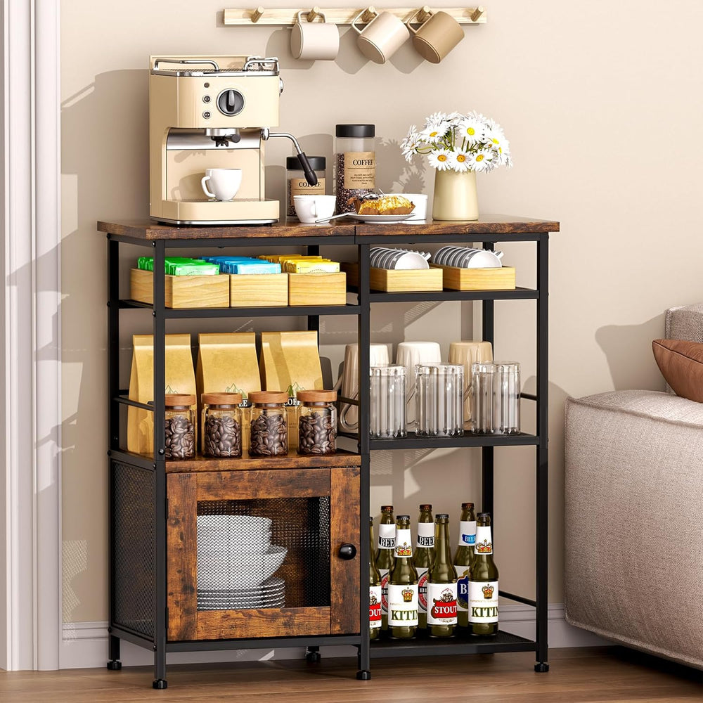 SWTYMIKI Coffee Bar Cabinet Station - Farmhouse Small Coffee Stand Station wi...