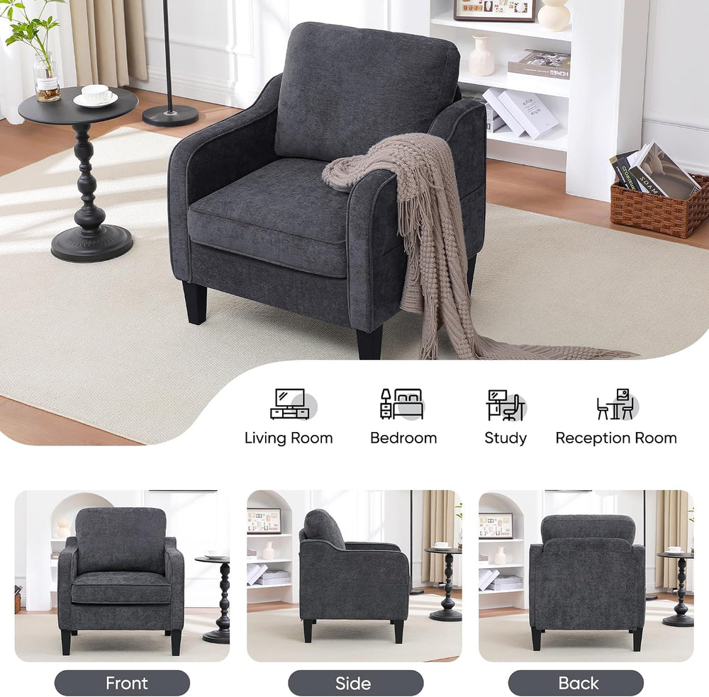 Accent Chairs Set of 2, Upholstered Living Room Chairs with Side Pocket, Mid ...