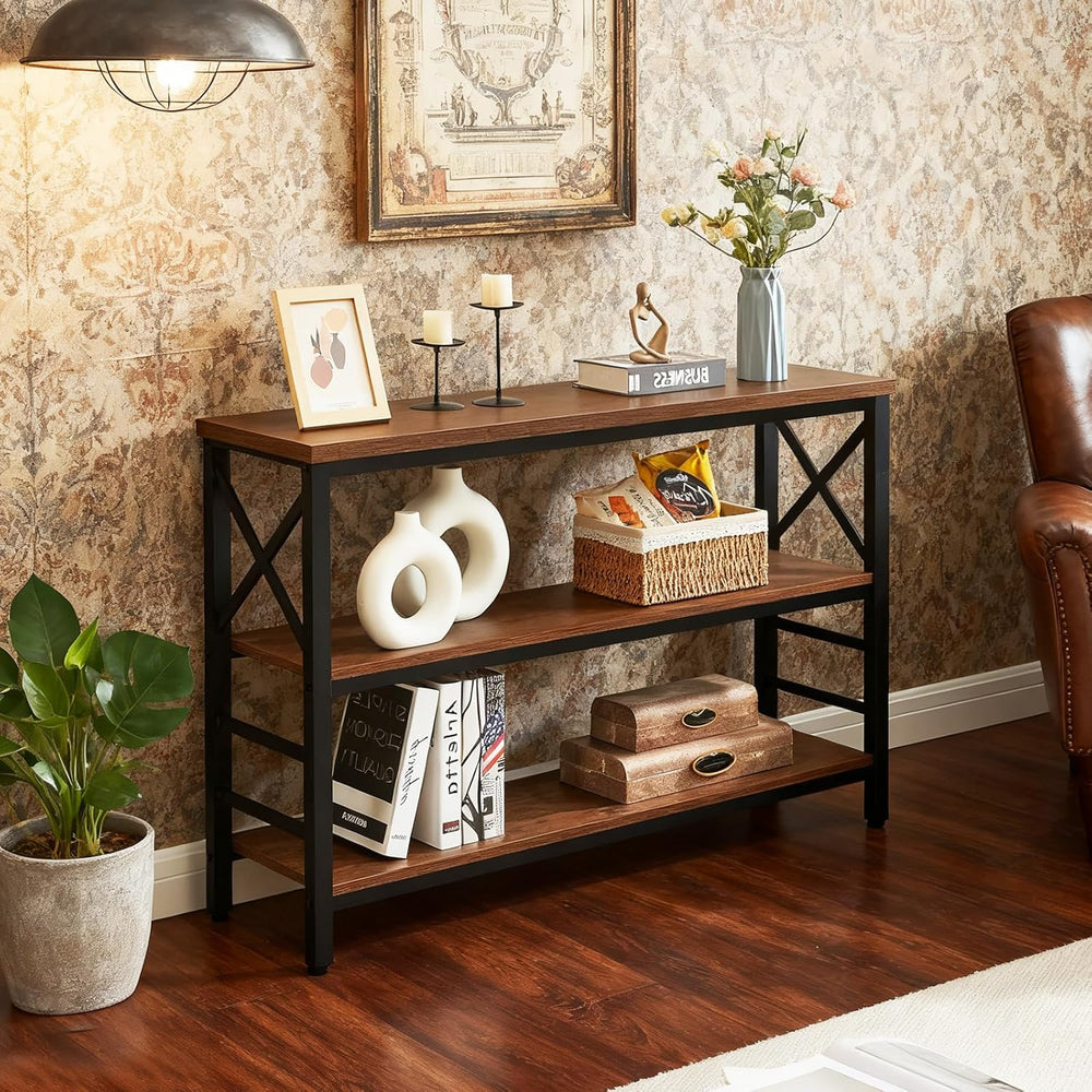 Hombazzar 3-Tier Sofa Table,Console Tables for Entryway,Brown 47" | Stab...