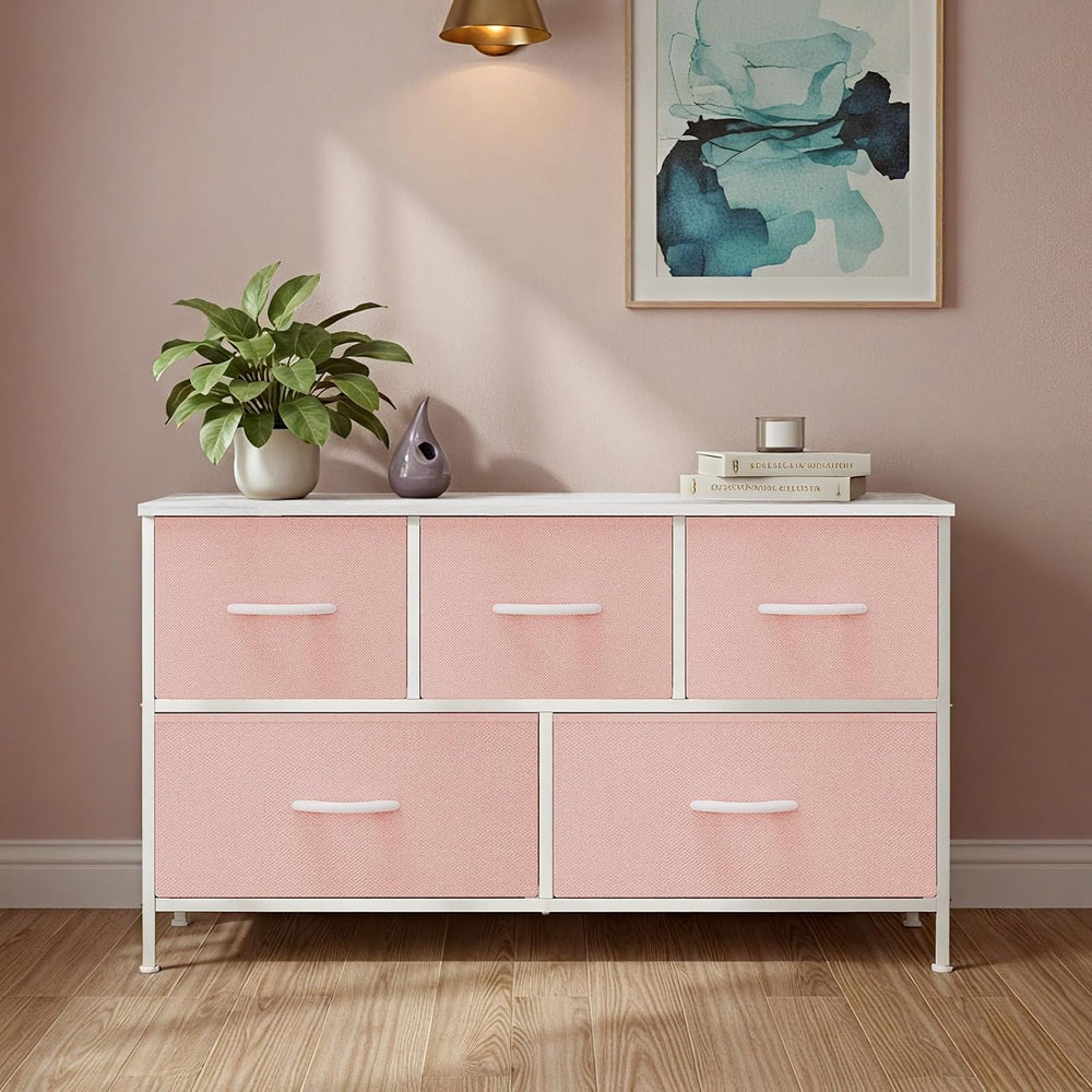 OLIXIS Fabric Dresser for Bedroom, Wide Chest of Drawer for Clothes Storage