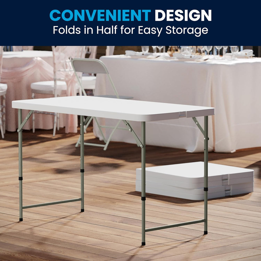 Flash Furniture 4-Foot Bi-Fold Granite White Plastic Folding Table
