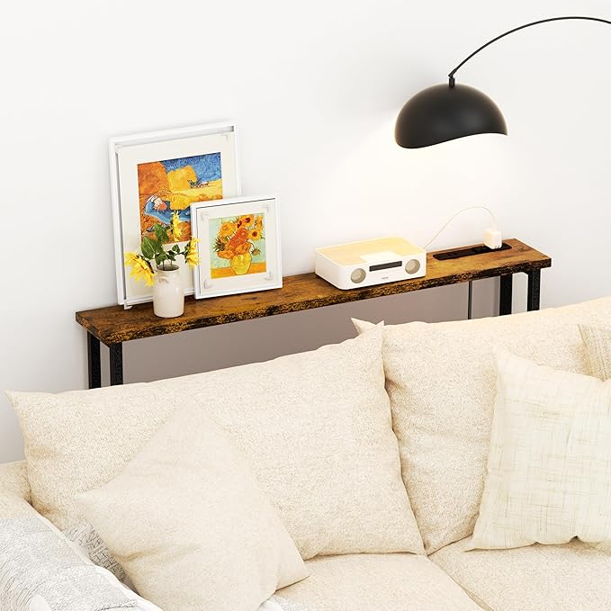 GRLEAF 39" Narrow Console Sofa Table with Built-in Power Strip (4 AC Out...