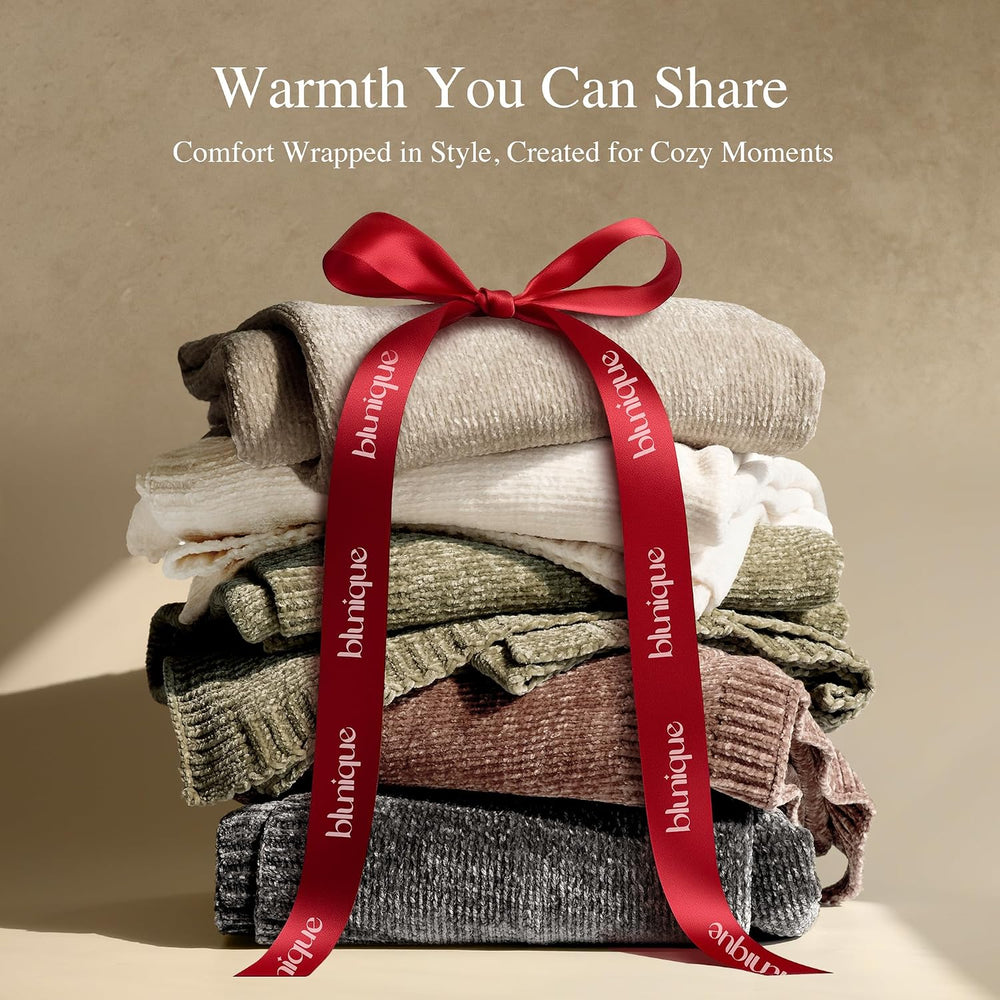 Chenille Throw Blanket for Couch, Cozy Soft Blanket Lightweight Decorative Th...