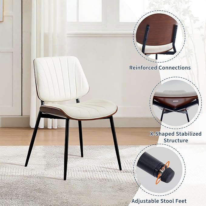 Garvee Dining Chairs Set of 6, Mid-Century Modern Upholstered Retro PU Leathe...