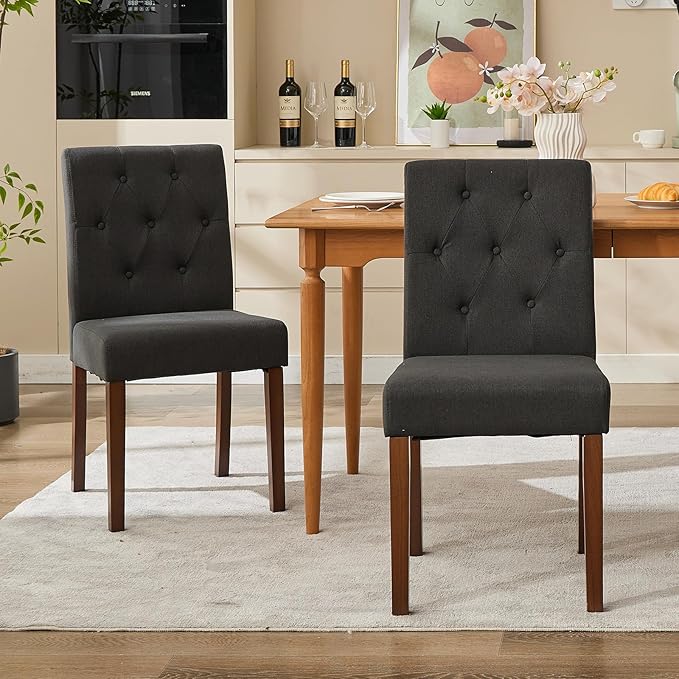 Upholstered Dining Chairs Set of 4, Modern Fabric Kitchen Side Chairs with St...