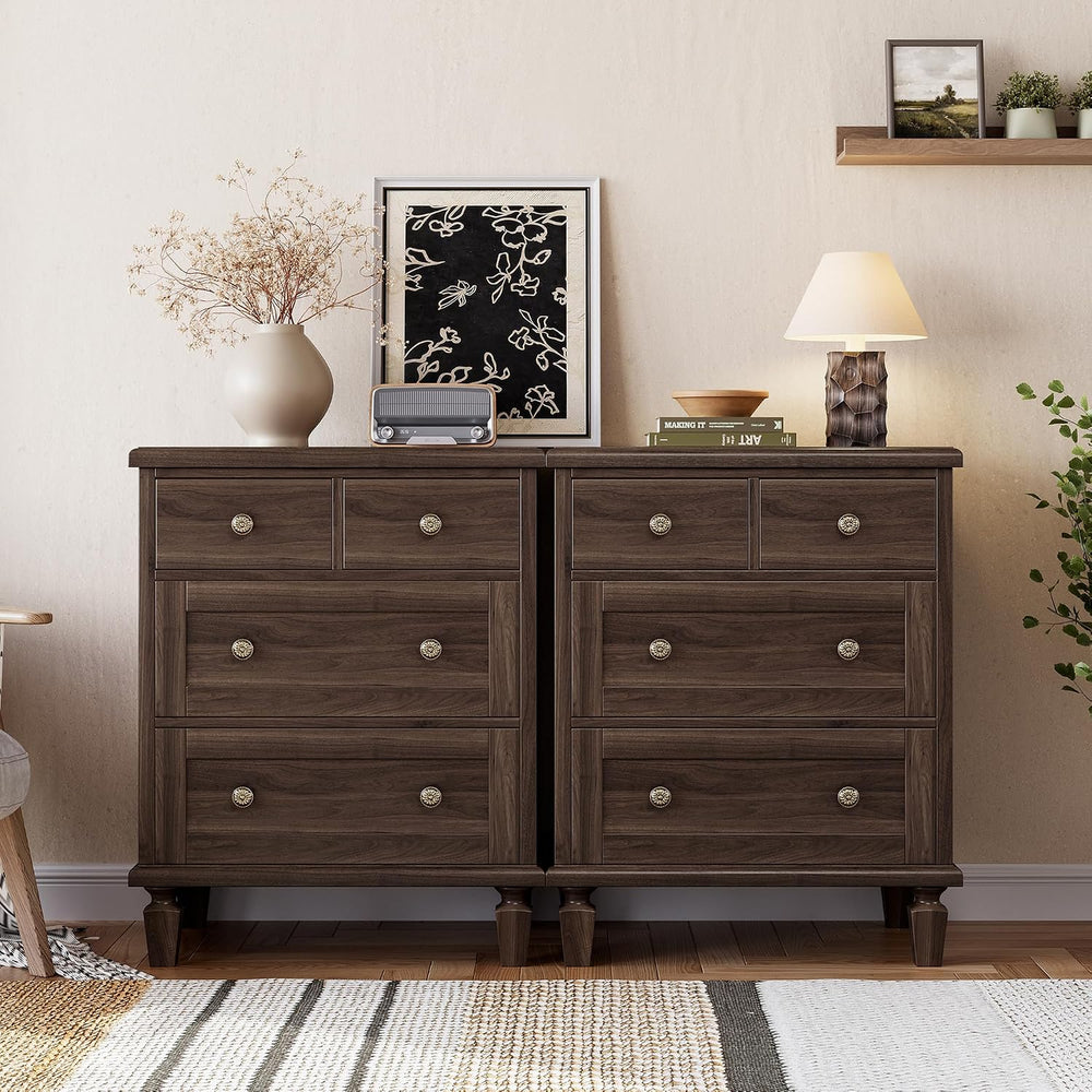 Garvee 4 Drawer Dresser for Bedroom, Vintage Dresser with Carved Handles and ...