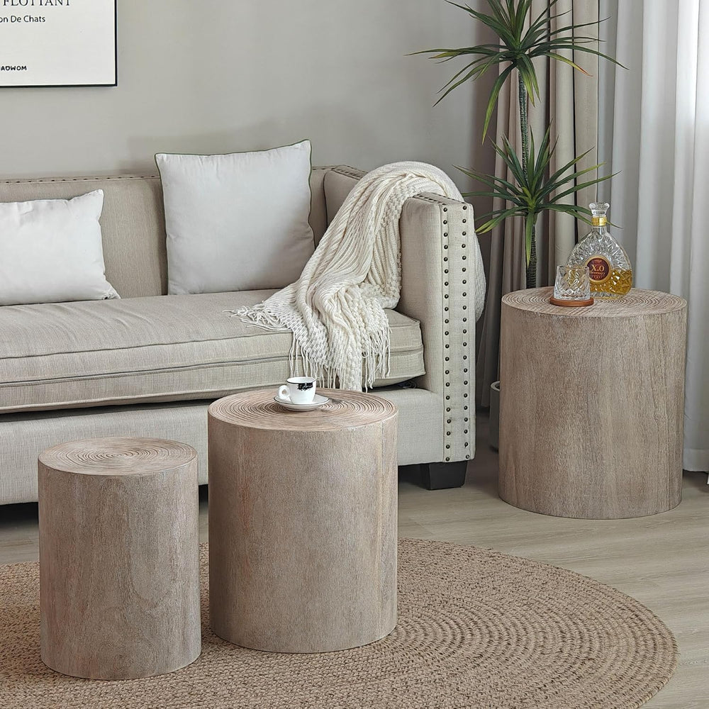 Round Nesting Small Coffee Table Side Table End Set of 3 for Living Room Bedr...