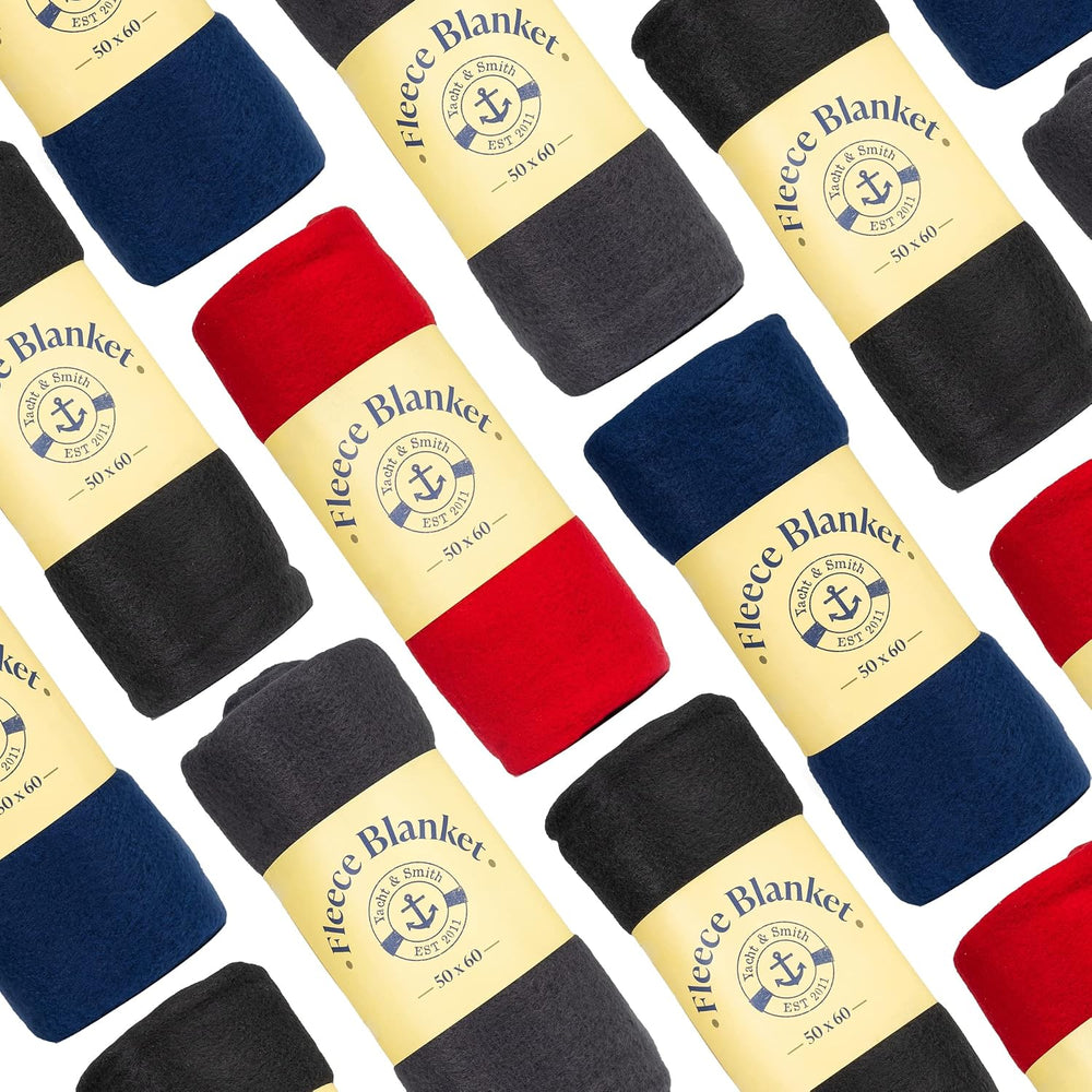 Yacht & Smith 12 Pack Of Soft Fleece Blankets 50 X 60, Lightweight, Cozy ...