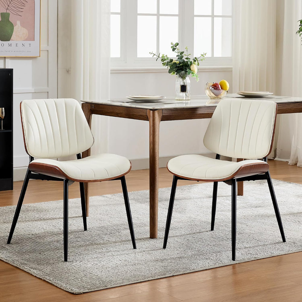 Garvee Dining Chairs Set of 2, Mid-Century Modern Upholstered Retro PU Leathe...