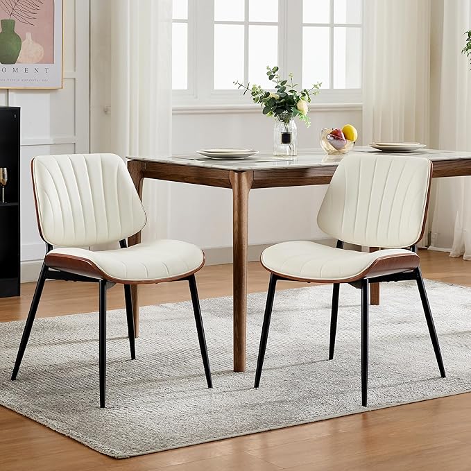 Garvee Dining Chairs Set of 6, Mid-Century Modern Upholstered Retro PU Leathe...