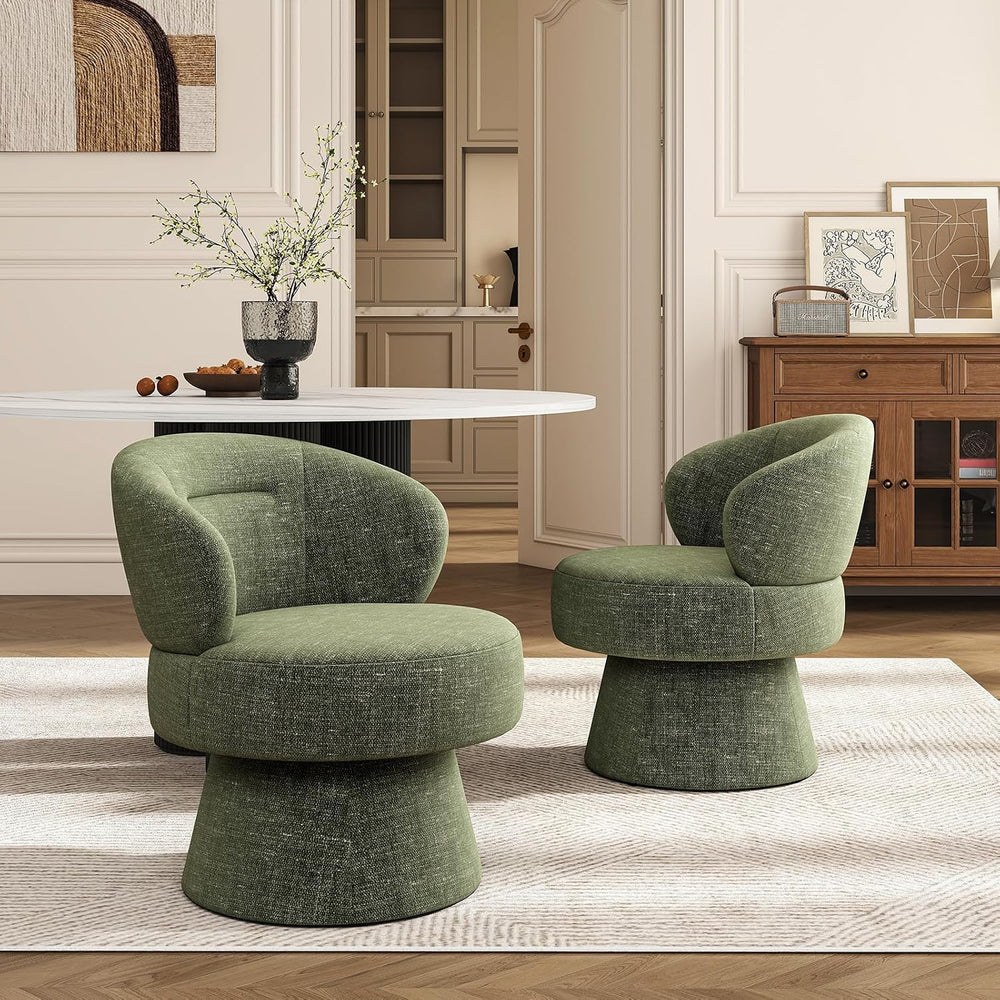 360° Swivel Accent Chair, Modern Chenille Barrel Chairs with Curved Back, Uph...