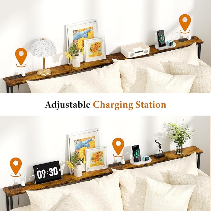 GRLEAF 39" Narrow Console Sofa Table with Built-in Power Strip (4 AC Out...