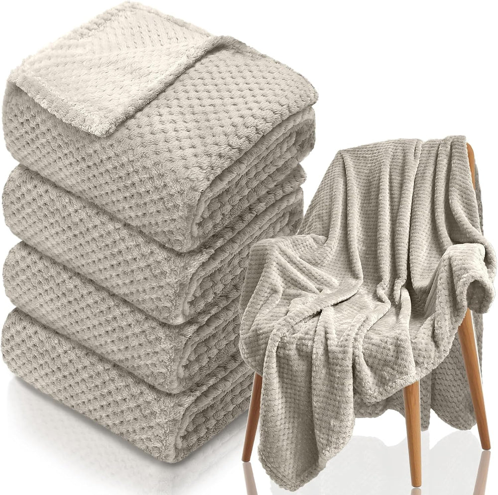 4 Pack Fleece Throw Blankets 50x60 Inches