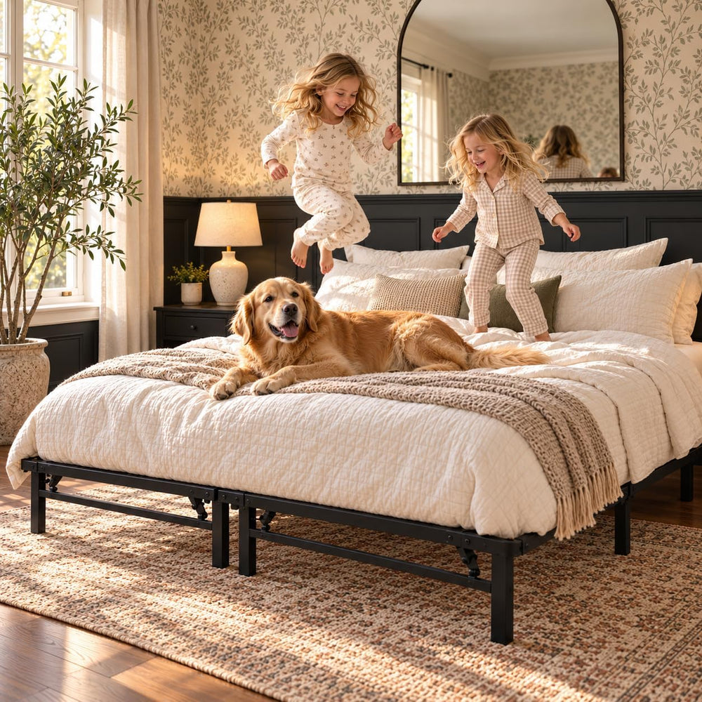 Hercules 14-Inch Heavy-Duty Metal Platform Bed Frame, Queen, Black