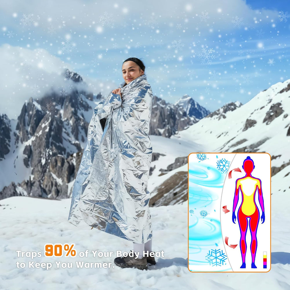 100 Pack Emergency Blankets - Mylar Thermal Space Blankets for Survival and P...