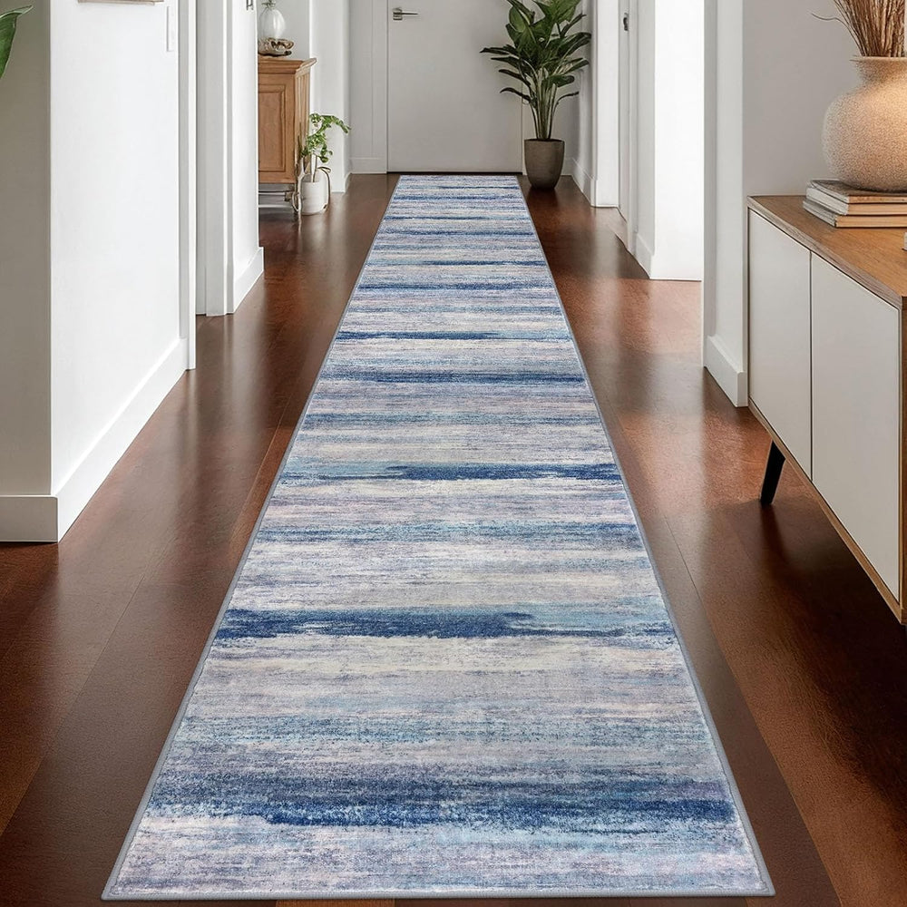KOZYFLY Modern Abstract Washable Long Rug Runner 2.6x18 Hallway Rug Runner