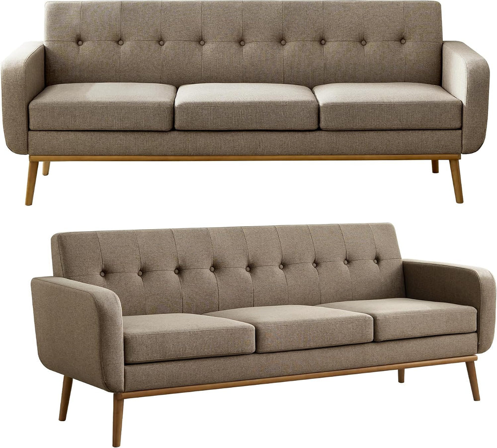 HUIMO 80" Sofa Couch, Loveseat Sofa with Solid Wood Frame (Brown)