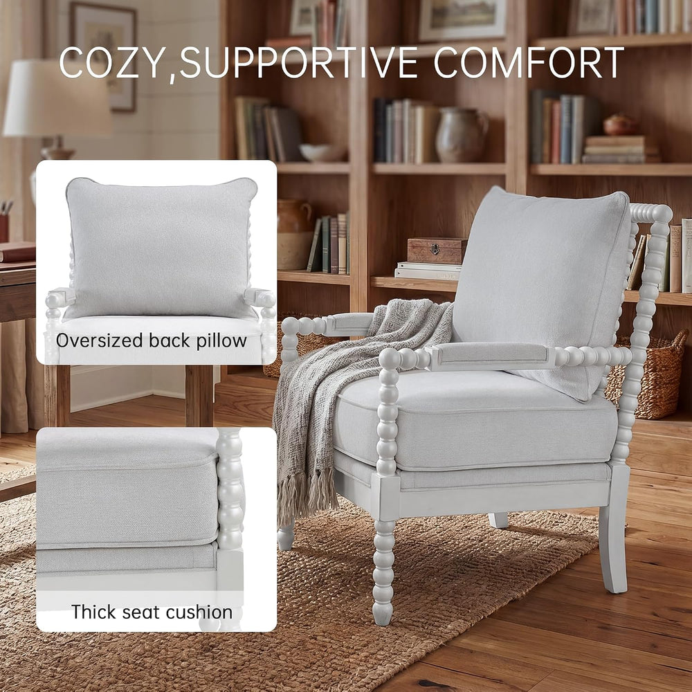 Morden Fort Spindle Accent Chair, Solid Wood Frame, Mid Century Modern Spindl...