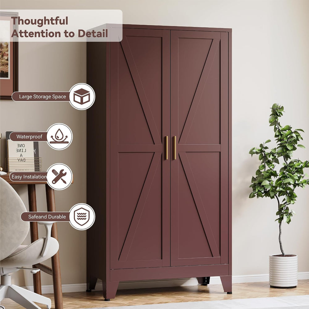 Baborokic 61H Metal Storage Cabinet with 2 Doors and Adjustable Shelves,Farmh...