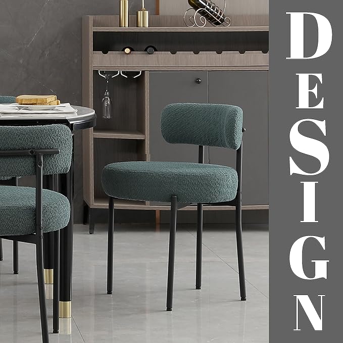 DYHOME Boucle Dining Chairs Set of 4, Upholstered Kitchen Dining Room Chairs,...